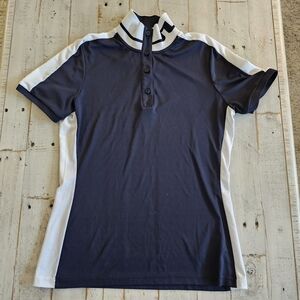J.Lindeberg Women's Dark Blue and White Knit Polo Shirt Sz S